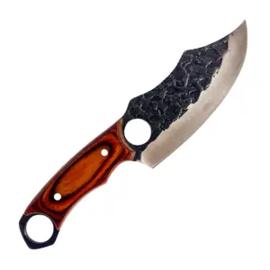 Amber Grain Cleaver braai knife with pakkawood handle and dual finger-hole grip
